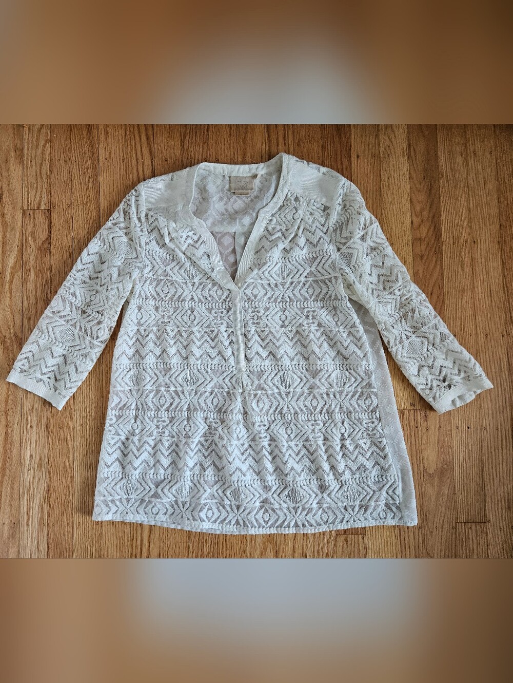 Anthropolgie Cream Lace/Woven Tunic Size 6